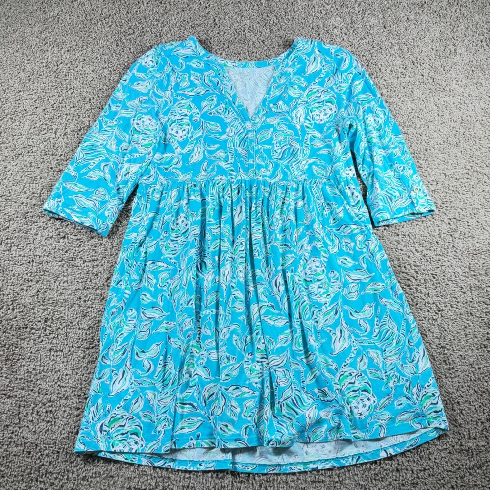 Lilly Pulitzer Tropical Cotton Jersey Dress Large Resortwear vacation coastal - Picture 5 of 10